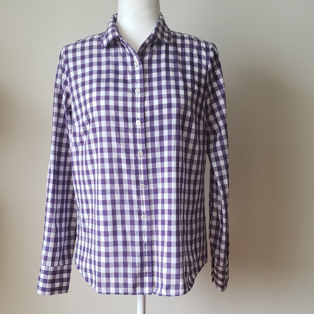 J Crew Gingham Button Up Shirt